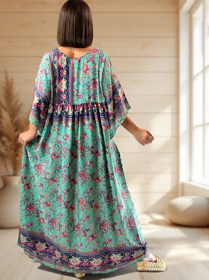 MATHILDA - ROBE LONGUE BOHEME SOIE JUSQU'A LA TAILLE 54