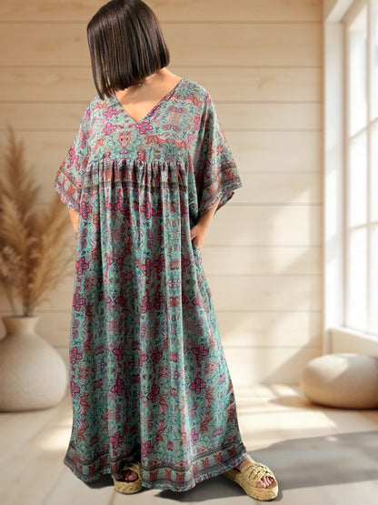MATHILDA - ROBE LONGUE BOHEME SOIE JUSQU'A LA TAILLE 54
