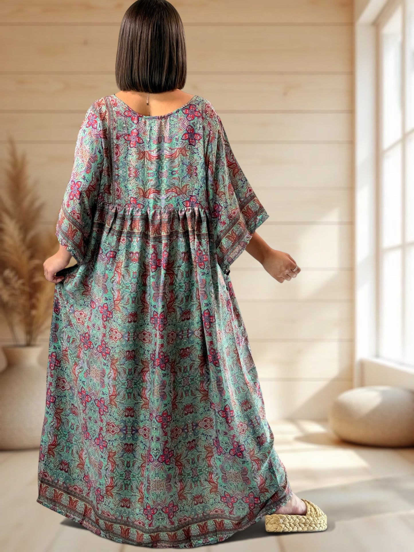 MATHILDA - ROBE LONGUE BOHEME SOIE JUSQU'A LA TAILLE 54