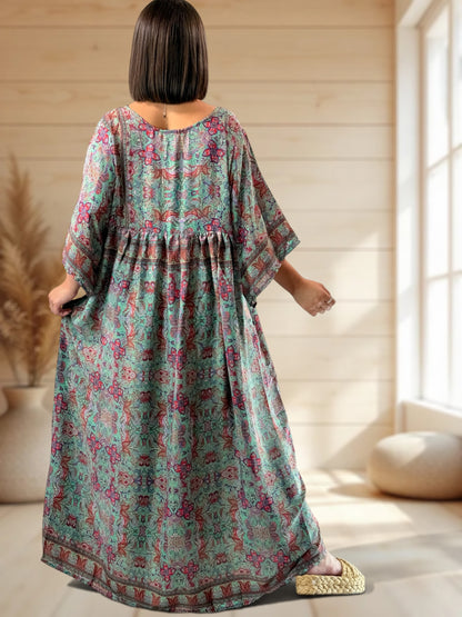 MATHILDA - ROBE LONGUE BOHEME SOIE JUSQU'A LA TAILLE 54