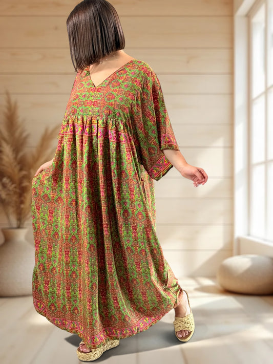 MATHILDA - ROBE LONGUE BOHEME SOIE JUSQU'A LA TAILLE 54