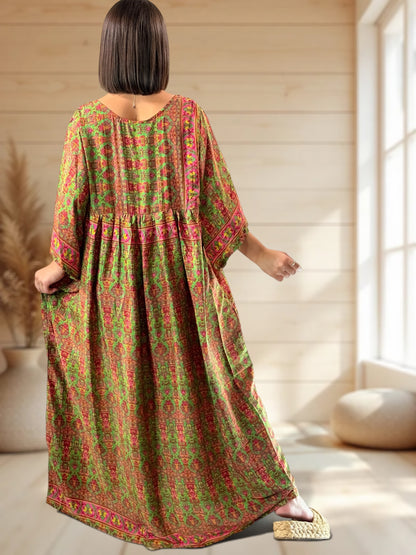 MATHILDA - ROBE LONGUE BOHEME SOIE JUSQU'A LA TAILLE 54