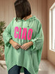 SALOME  - TUNIQUE OVERSIZE VERTE A CAPUCHE JUSQU'A LA TAILLE 60