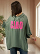 SALOME  - TUNIQUE OVERSIZE KAKI A CAPUCHE JUSQU'A LA TAILLE 60