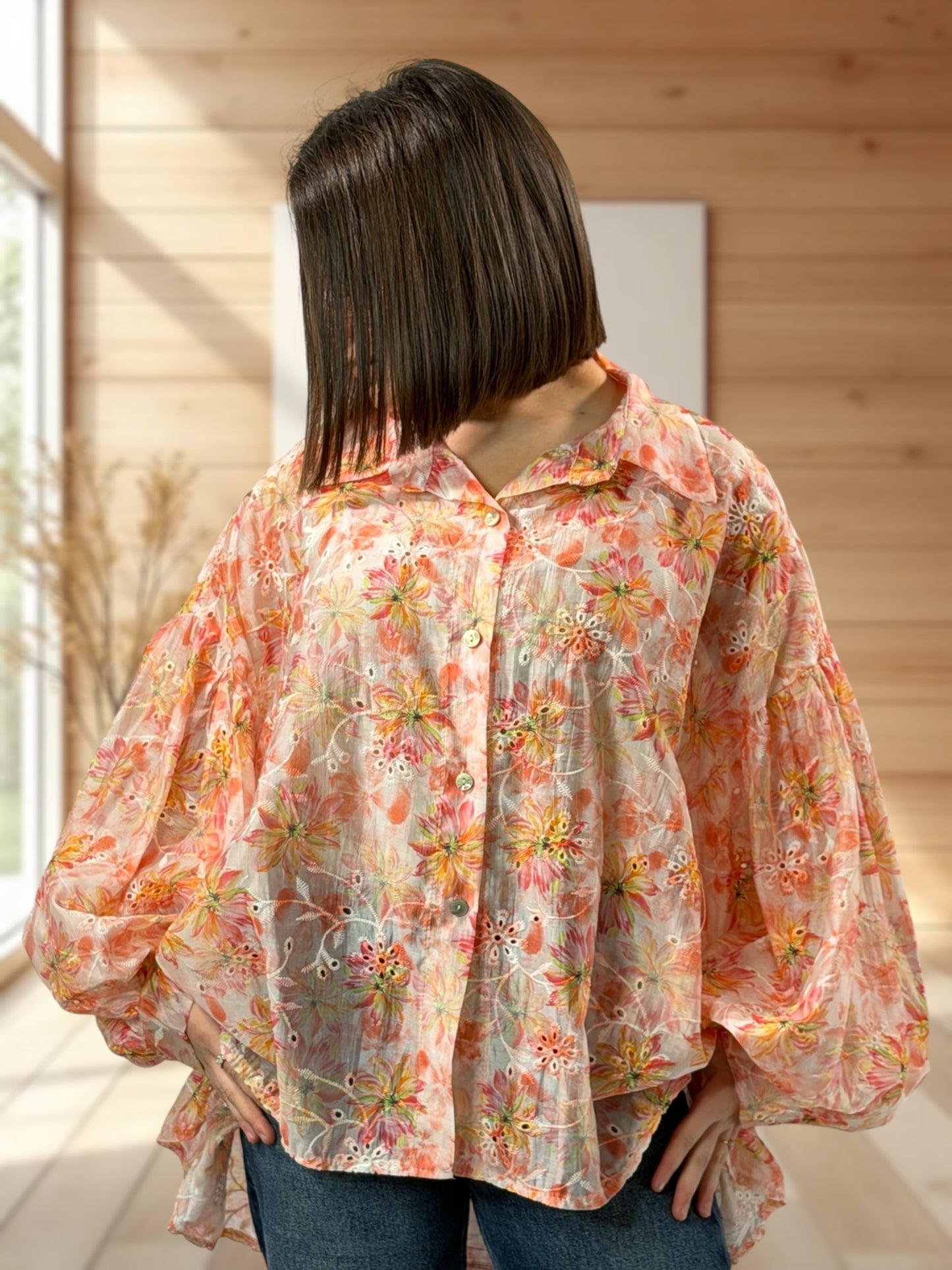 GARANCE - BLOUSE BRODERIE ANGLAISE JUSQU'A LA TAILLE 54