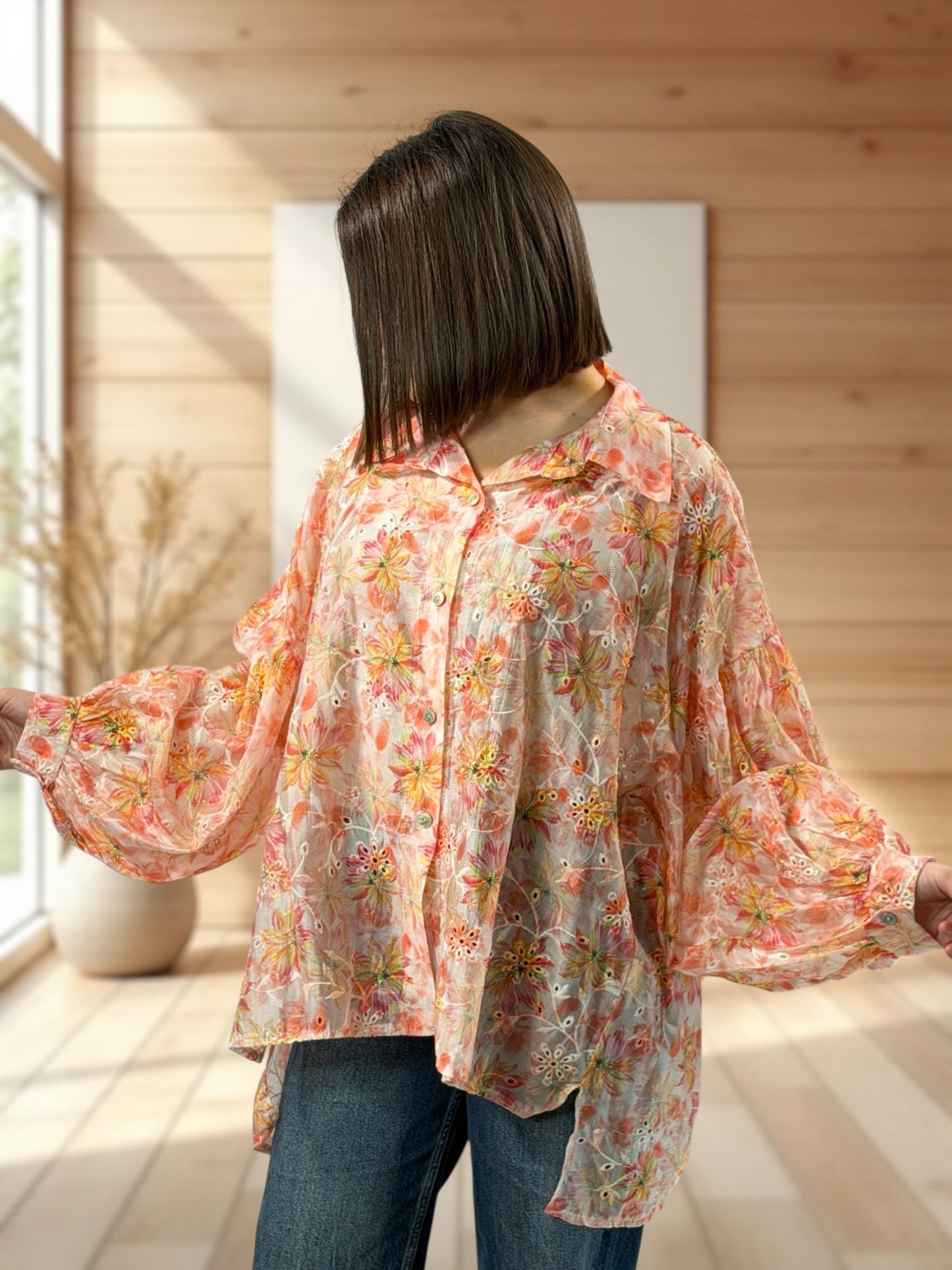 GARANCE - BLOUSE BRODERIE ANGLAISE JUSQU'A LA TAILLE 54