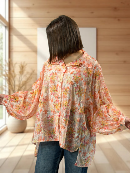 GARANCE - BLOUSE BRODERIE ANGLAISE JUSQU'A LA TAILLE 54