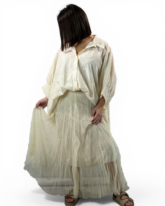 CATOU - JUPON BEIGE EN TULLE JUSQU'A LA TAILLE 48