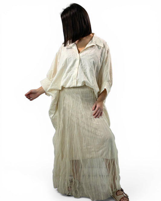 CATOU - JUPON BEIGE EN TULLE JUSQU'A LA TAILLE 48