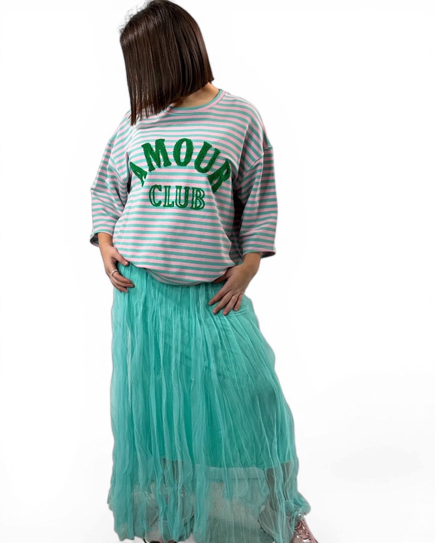 CATOU - JUPON TURQUOISE EN TULLE JUSQU'A LA TAILLE 48