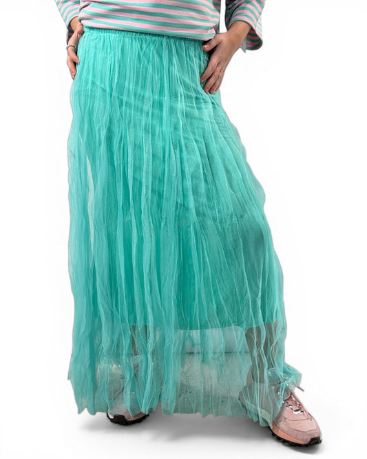 CATOU - JUPON TURQUOISE EN TULLE JUSQU'A LA TAILLE 48