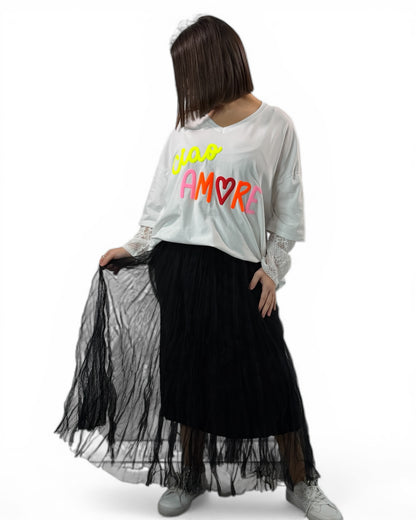 CATOU - JUPON NOIR EN TULLE JUSQU'A LA TAILLE 48