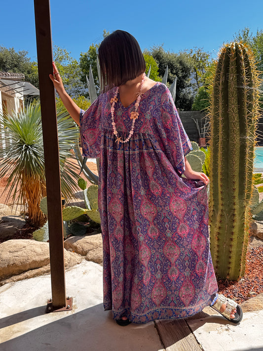 MATHILDA - ROBE LONGUE BOHEME ASPECT SOIE JUSQU'A LA TAILLE 54 REF87
