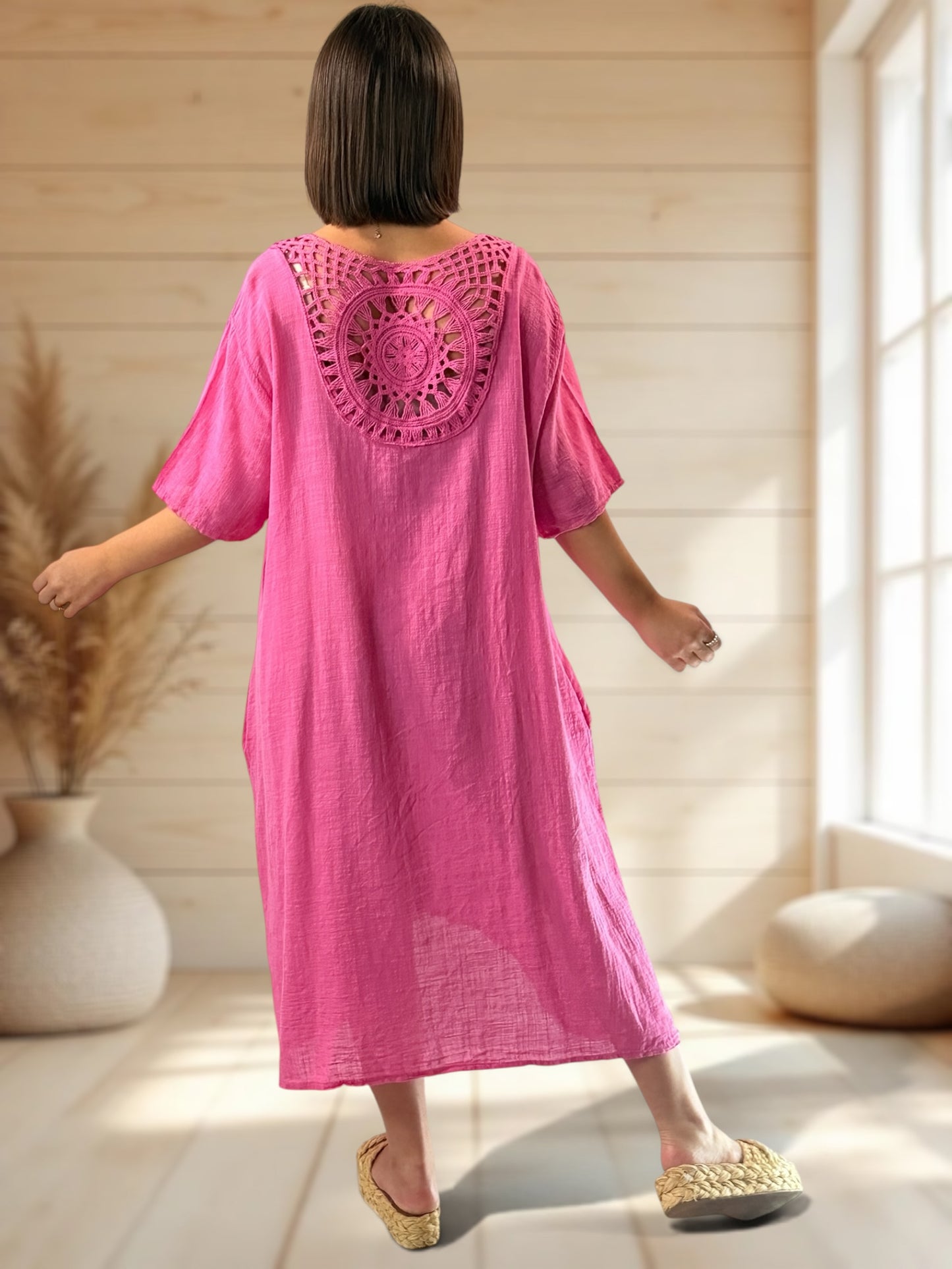 DIANE - ROBE FUCHSIA OVERSIZE JUSQU'A LA TAILLE 52
