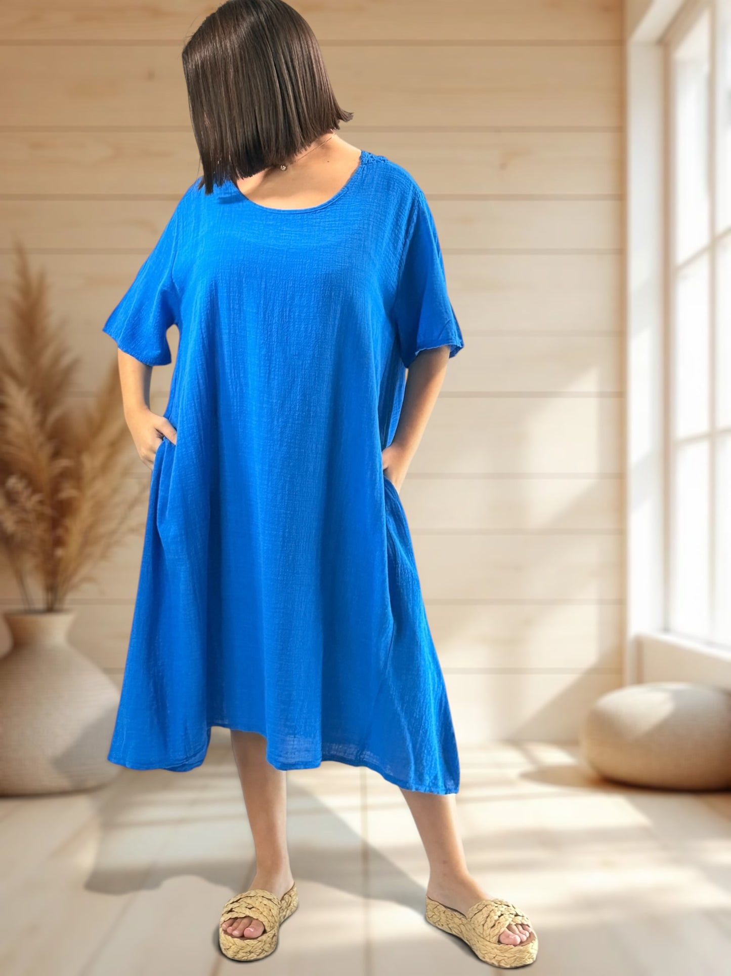 DIANE - ROBE BLEUE OVERSIZE JUSQU'A LA TAILLE 52