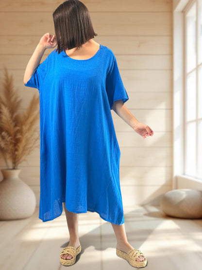 DIANE - ROBE BLEUE OVERSIZE JUSQU'A LA TAILLE 52