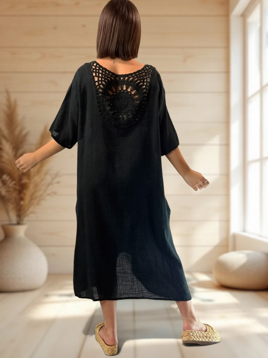 DIANE - ROBE NOIRE OVERSIZE JUSQU'A LA TAILLE 52