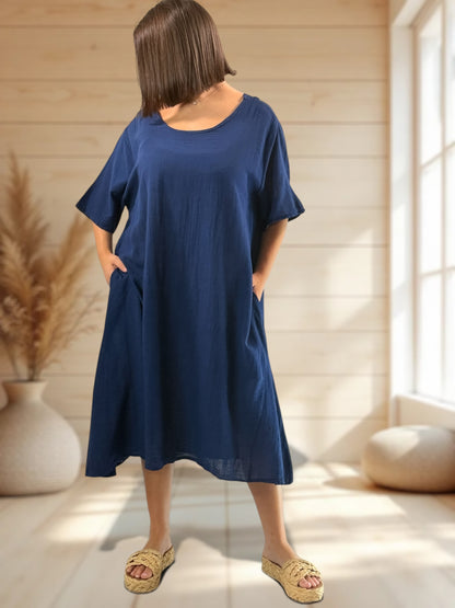 DIANE - ROBE MARINE OVERSIZE JUSQU'A LA TAILLE 52