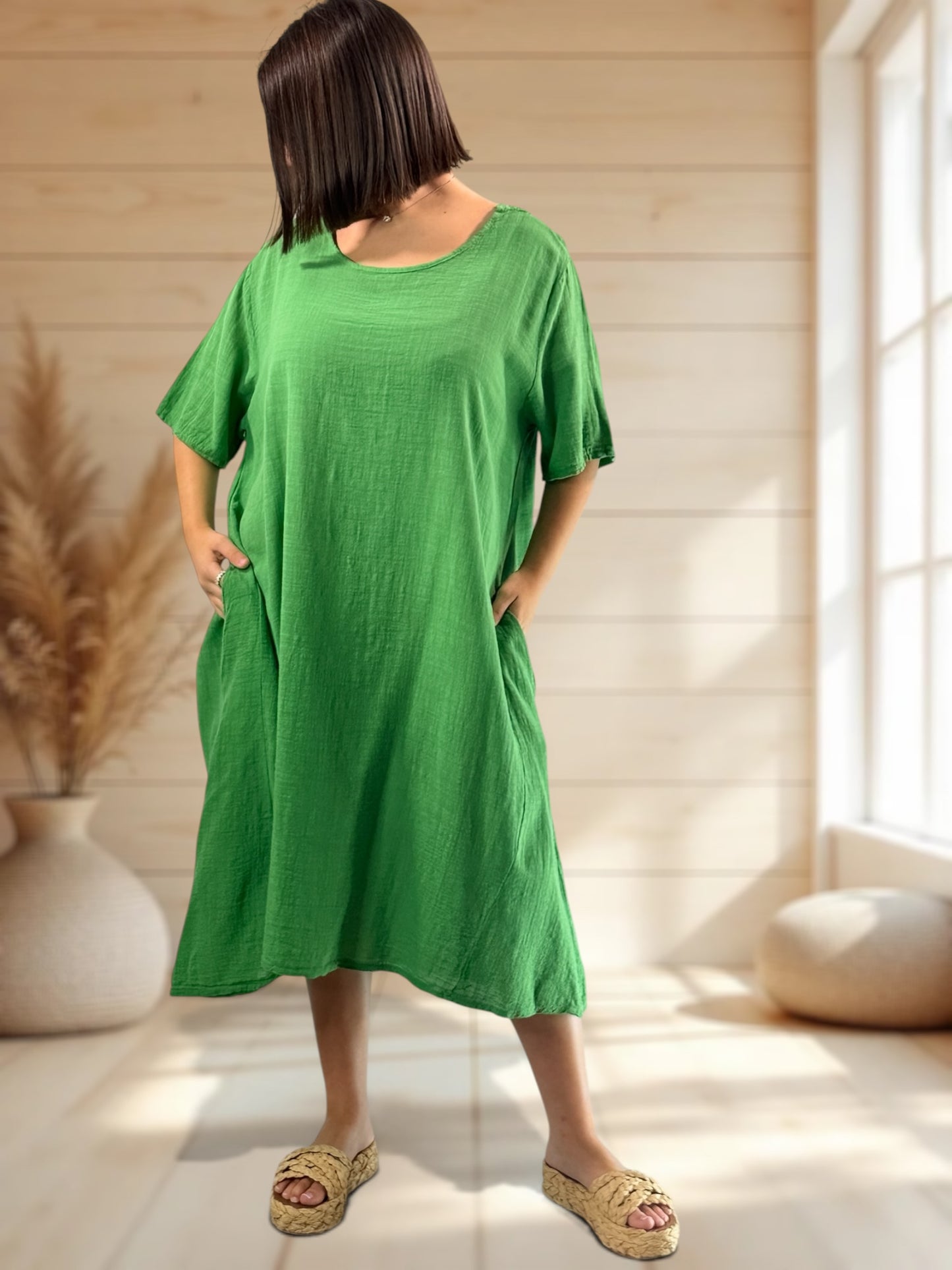 DIANE - ROBE VERTE OVERSIZE JUSQU'A LA TAILLE 52