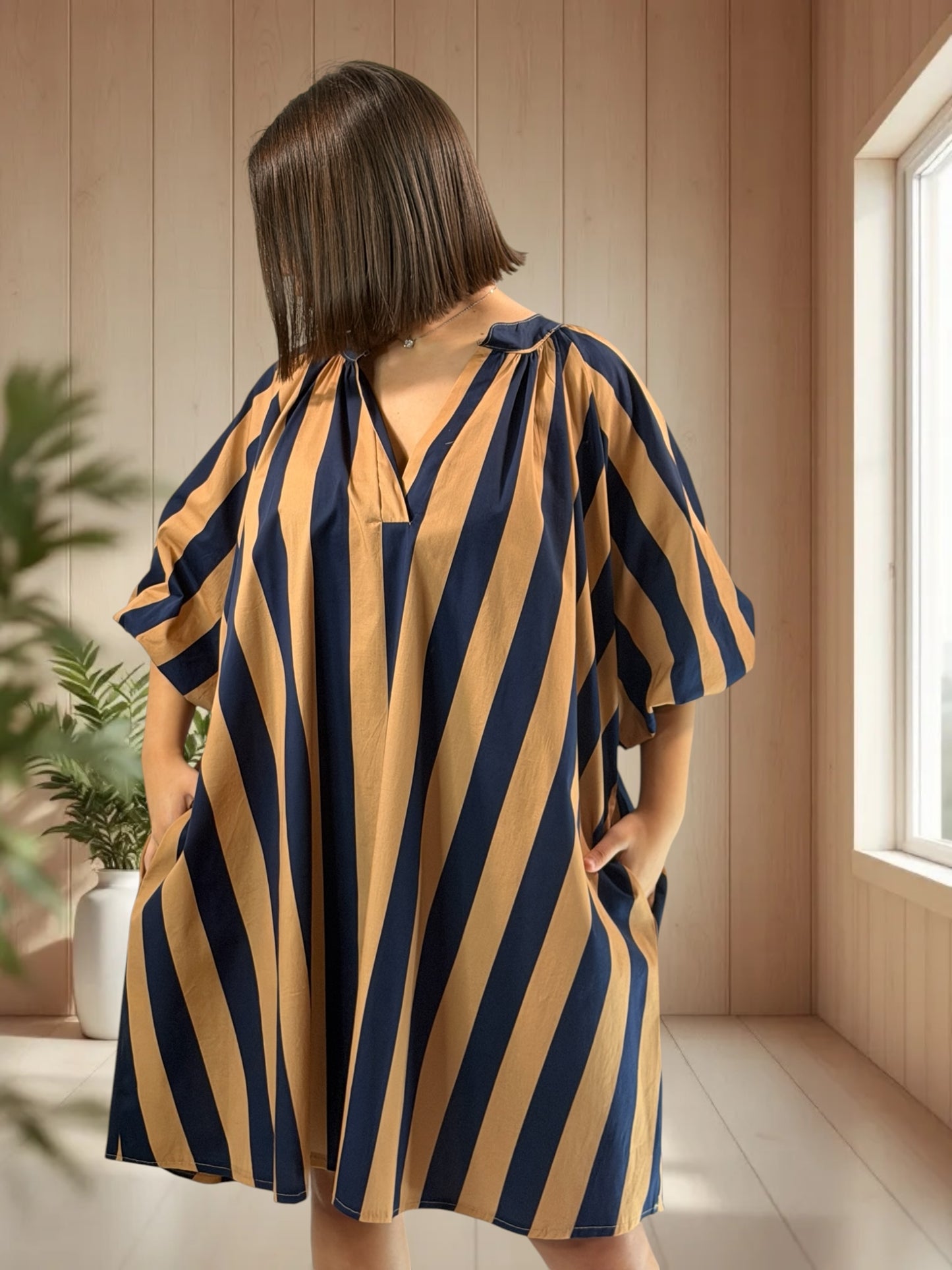 VALENTINE - ROBE A RAYURE JUSQU'A LA TAILLE 54/56