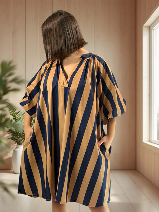 VALENTINE - ROBE A RAYURE JUSQU'A LA TAILLE 54/56