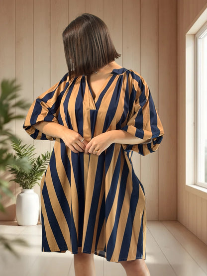VALENTINE - ROBE A RAYURE JUSQU'A LA TAILLE 54/56