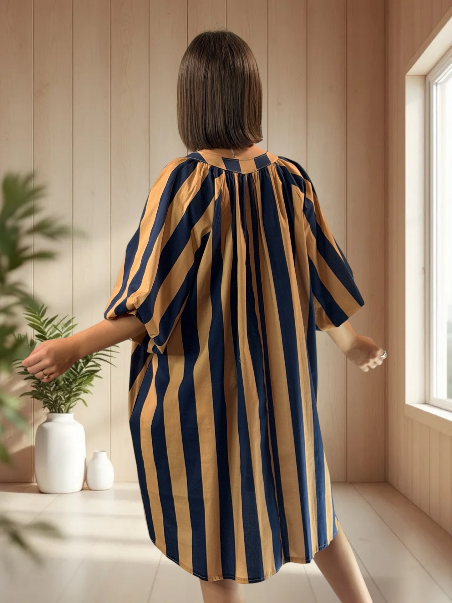 VALENTINE - ROBE A RAYURE JUSQU'A LA TAILLE 54/56