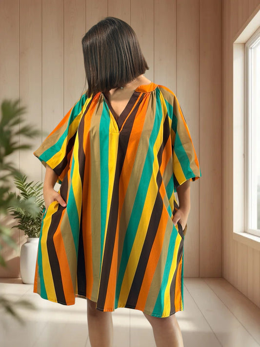 VALENTINE - ROBE A RAYURE JUSQU'A LA TAILLE 54/56