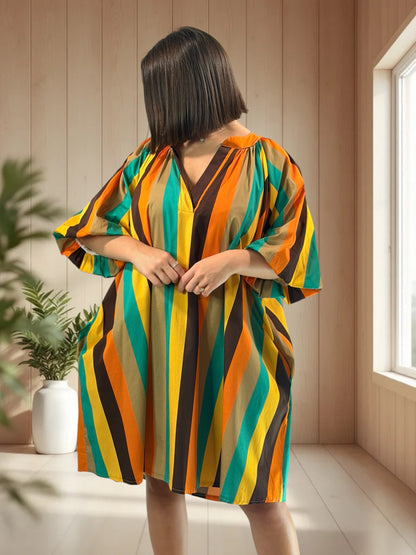 VALENTINE - ROBE A RAYURE JUSQU'A LA TAILLE 54/56