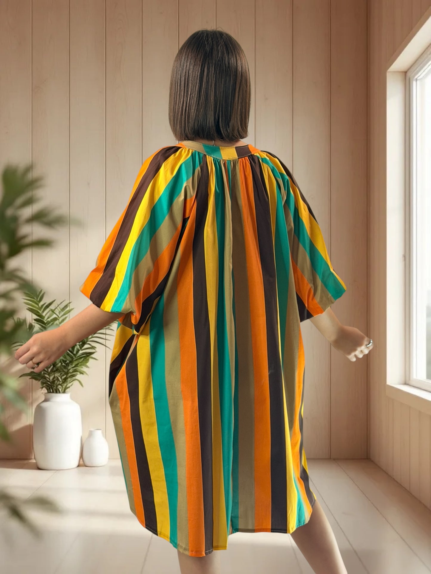 VALENTINE - ROBE A RAYURE JUSQU'A LA TAILLE 54/56