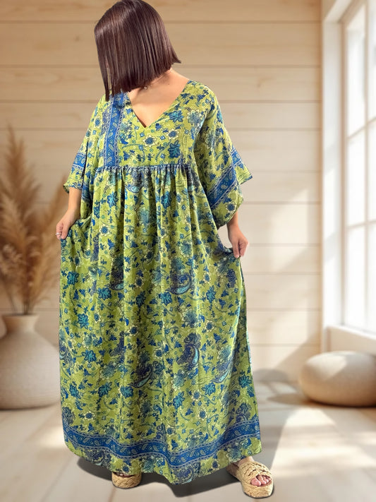 MATHILDA - ROBE LONGUE BOHEME SOIE JUSQU'A LA TAILLE 54
