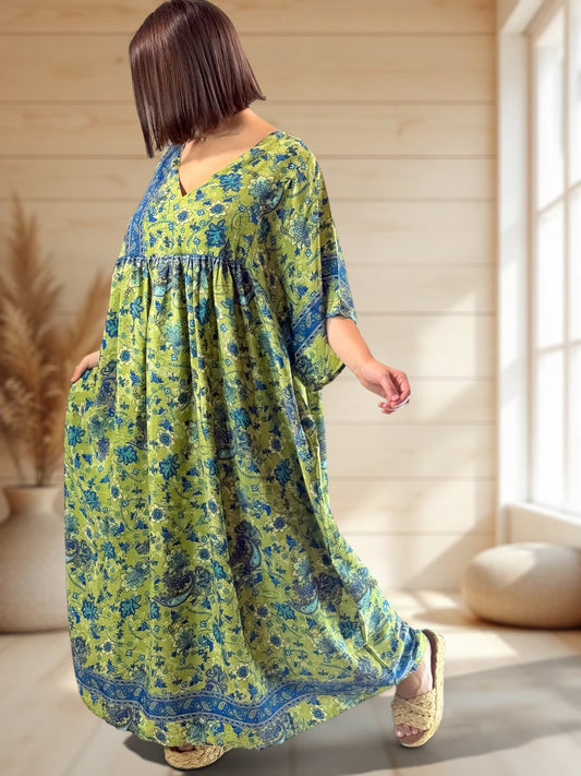 MATHILDA - ROBE LONGUE BOHEME SOIE JUSQU'A LA TAILLE 54