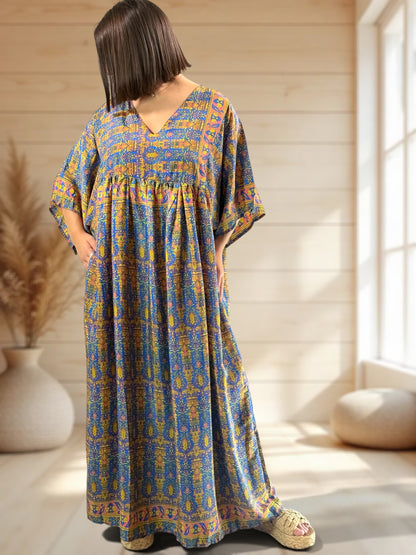 MATHILDA - ROBE LONGUE BOHEME SOIE JUSQU'A LA TAILLE 54
