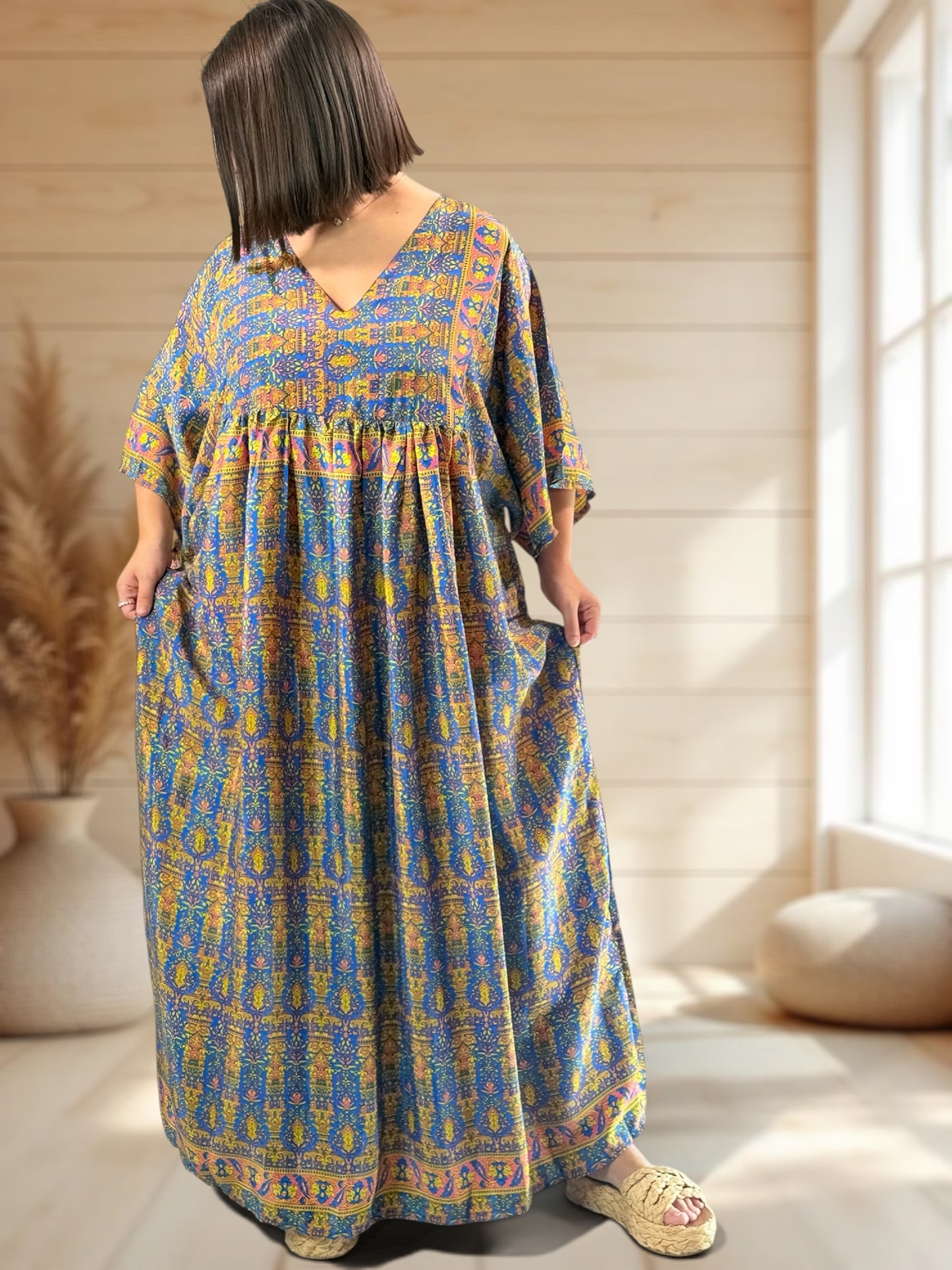 MATHILDA - ROBE LONGUE BOHEME SOIE JUSQU'A LA TAILLE 54