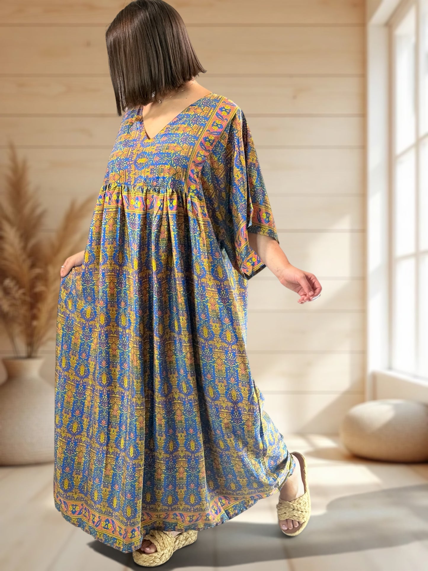 MATHILDA - ROBE LONGUE BOHEME SOIE JUSQU'A LA TAILLE 54