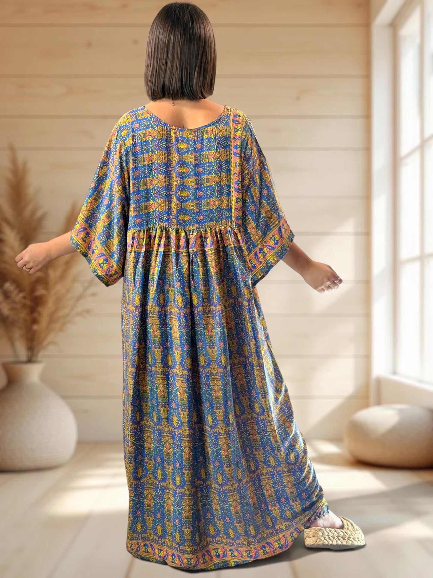 MATHILDA - ROBE LONGUE BOHEME SOIE JUSQU'A LA TAILLE 54