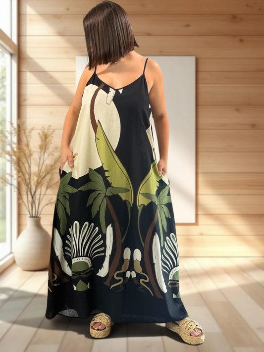 CLEMENCE - ROBE AVEC DU LIN JUSQU'A LA TAILLE 48