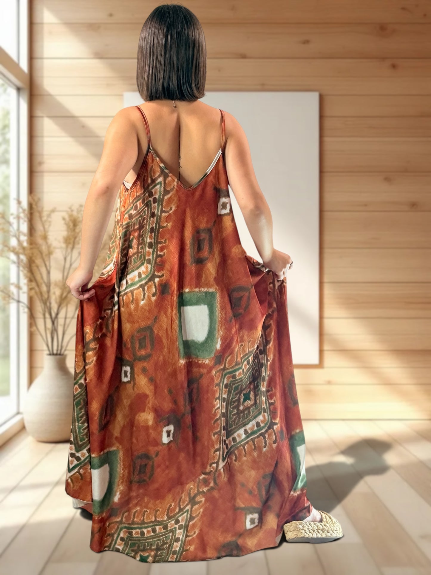 LOUISIANE - ROBE LONGUE A MOTIF JUSQU'A LA TAILLE 52