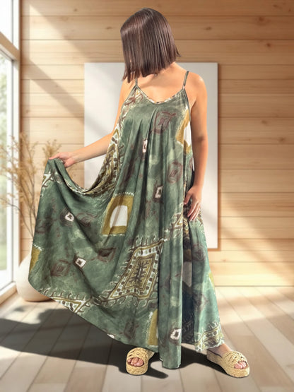 LOUISIANE - ROBE LONGUE A MOTIF JUSQU'A LA TAILLE 52