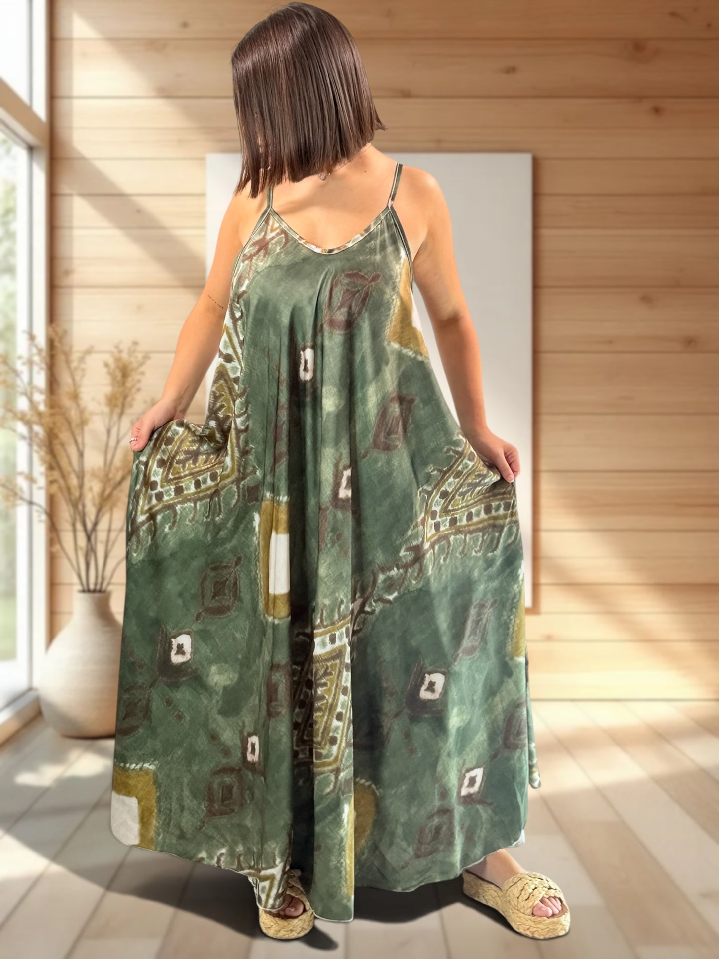 LOUISIANE - ROBE LONGUE A MOTIF JUSQU'A LA TAILLE 52