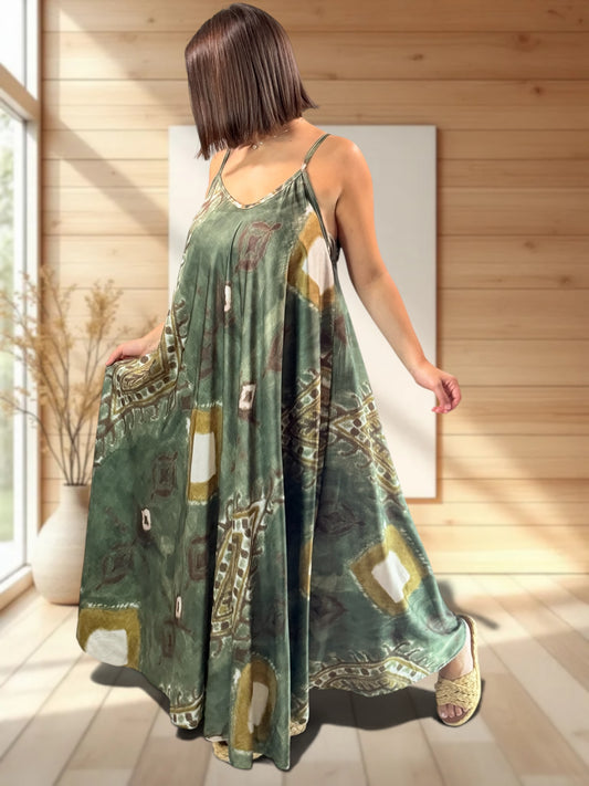LOUISIANE - ROBE LONGUE A MOTIF JUSQU'A LA TAILLE 52