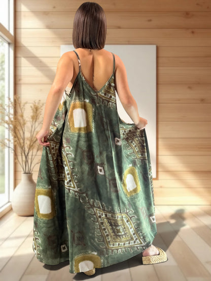 LOUISIANE - ROBE LONGUE A MOTIF JUSQU'A LA TAILLE 52