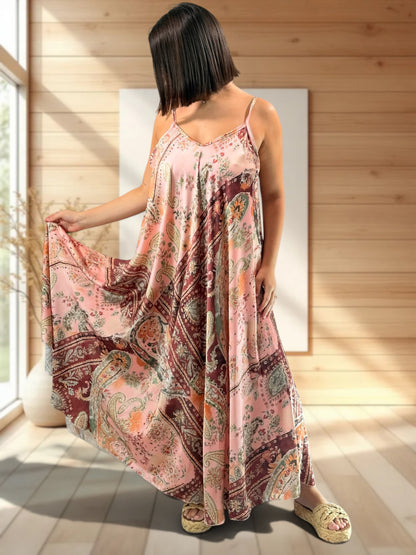 TANGO - ROBE LONGUE SOYEUSE A MOTIF JUSQU'A LA TAILLE 52