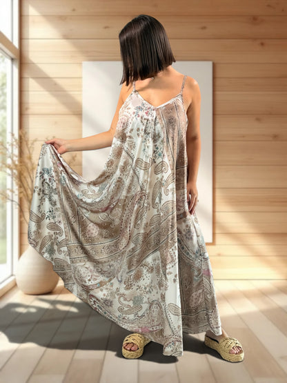 TANGO - ROBE LONGUE SOYEUSE A MOTIF JUSQU'A LA TAILLE 52