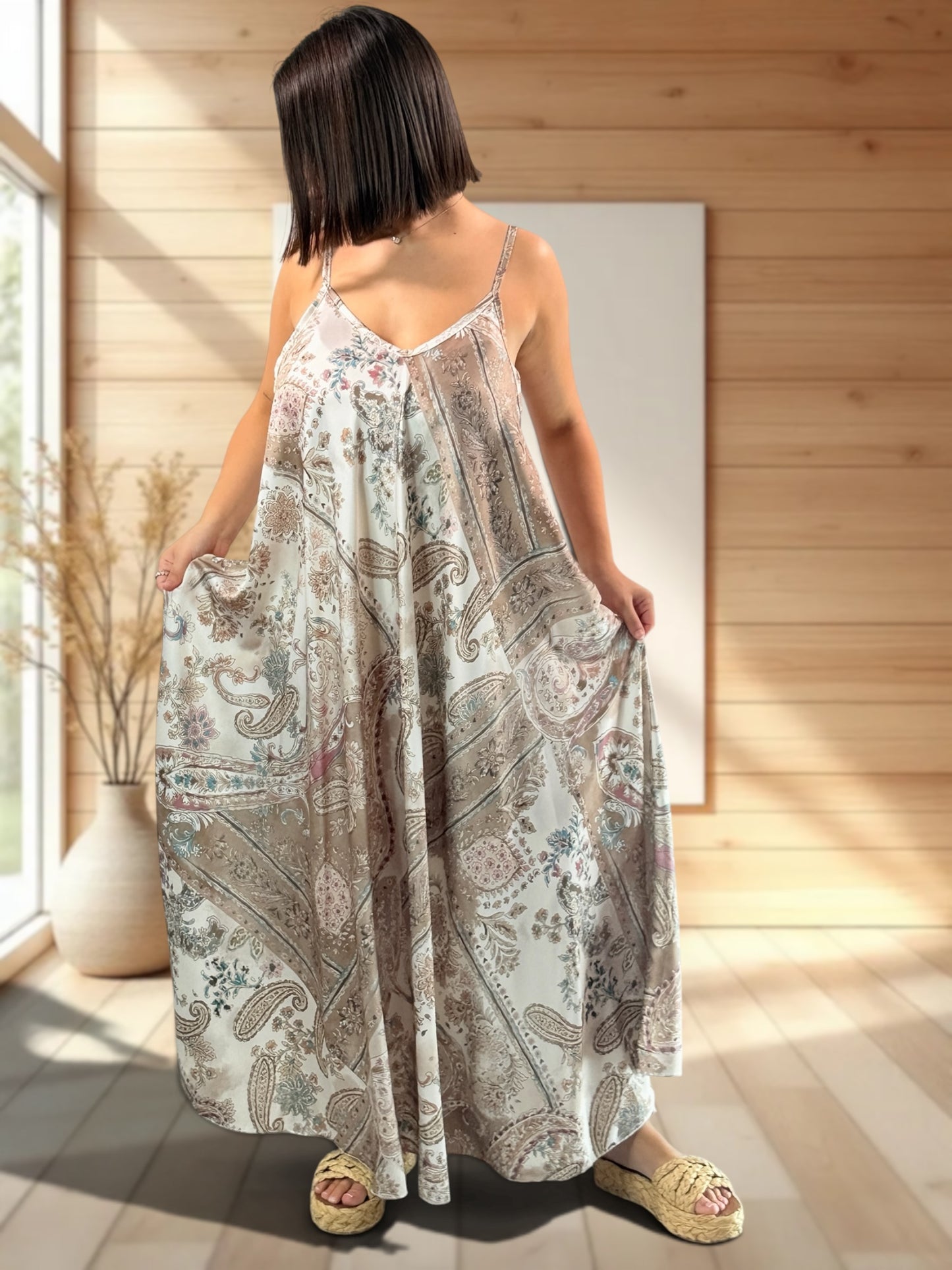 TANGO - ROBE LONGUE SOYEUSE A MOTIF JUSQU'A LA TAILLE 52