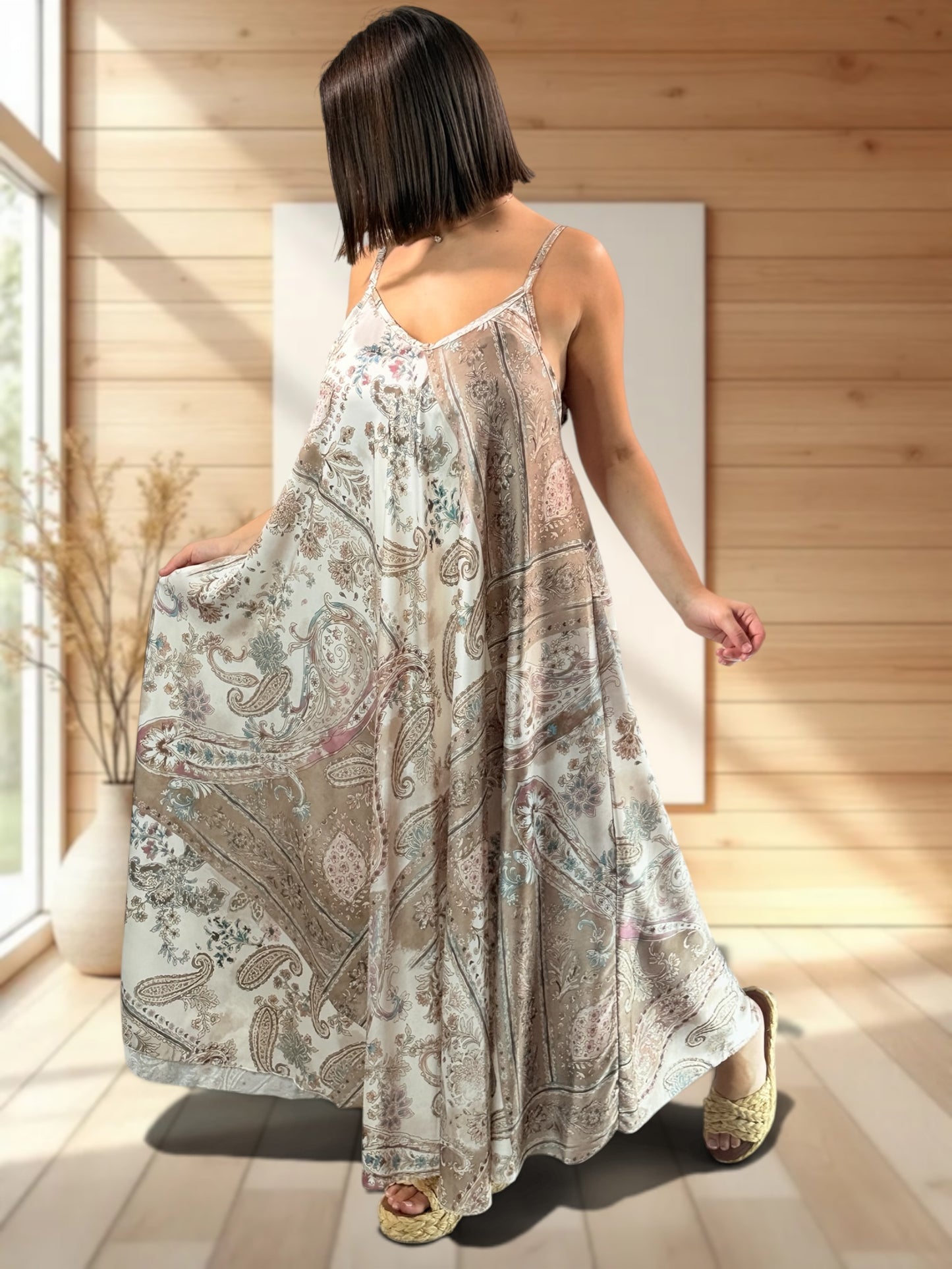 TANGO - ROBE LONGUE SOYEUSE A MOTIF JUSQU'A LA TAILLE 52