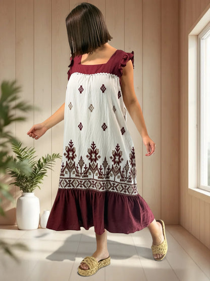 CAPRI - ROBE CREME BRODEE JUSQU'A LA TAILLE 48