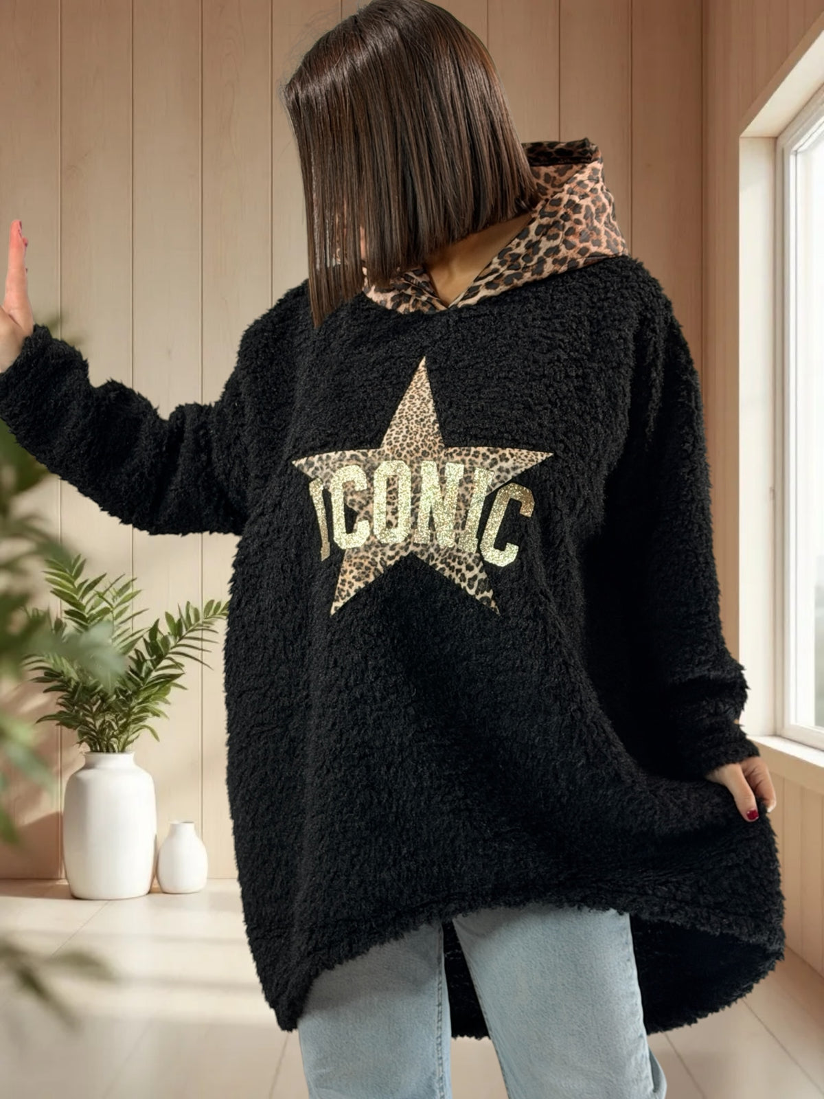 TEDDY - PULL OVERSIZE MOUMOUTE NOIR JUSQU'A LA TAILLE 54/56