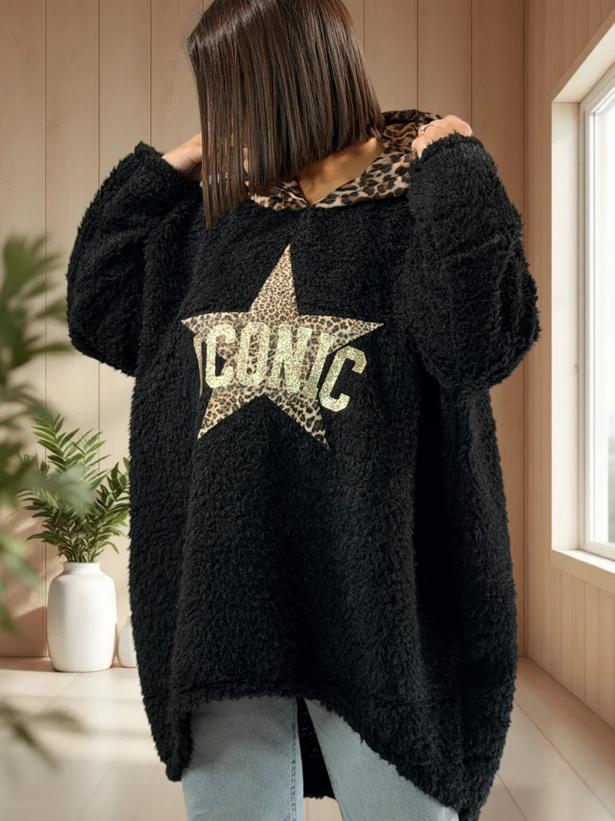 TEDDY - PULL OVERSIZE MOUMOUTE NOIR JUSQU'A LA TAILLE 54/56