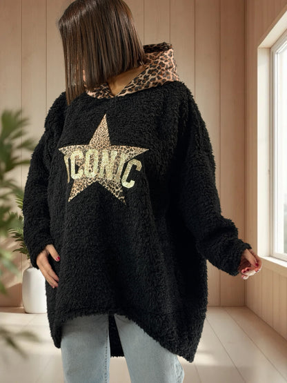 TEDDY - PULL OVERSIZE MOUMOUTE NOIR JUSQU'A LA TAILLE 54/56